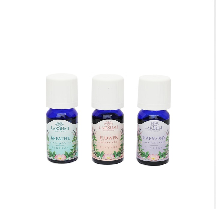Set 3 blenduri de uleiuri esentiale 100% pure 30ml, Lakshmi, eco-bio