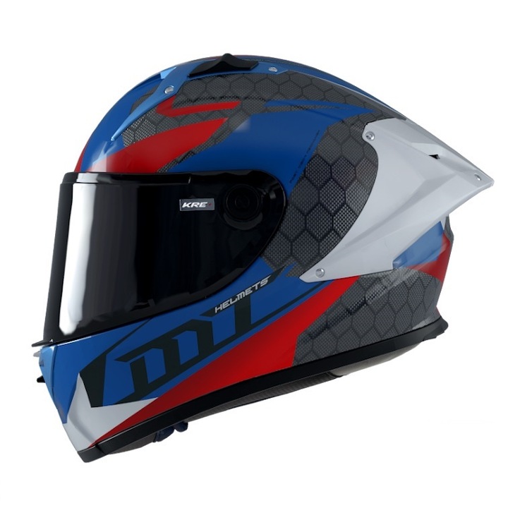 Casca moto integrala MT KRE+ 100% Carbon, albastru lucios, S 55-56cm