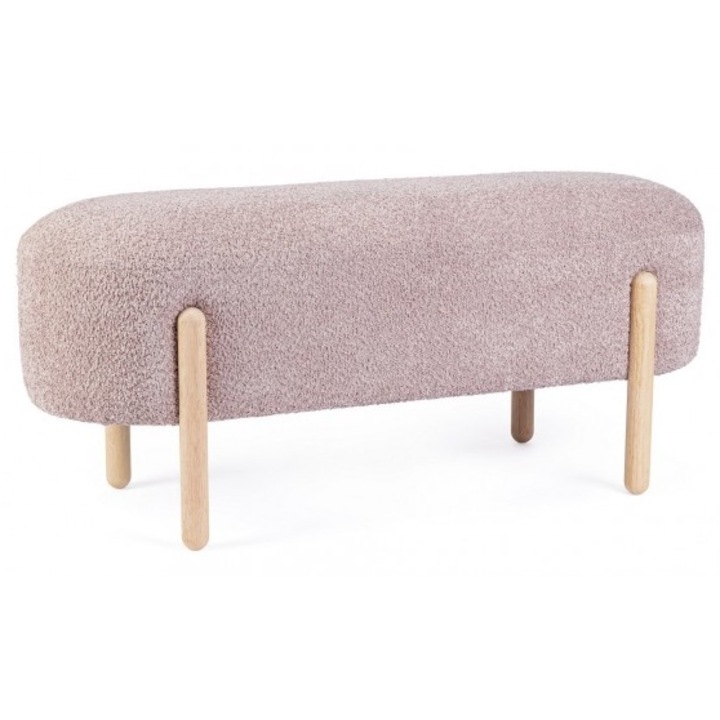 Banca lemn natur textil roz Dayla 108x41.5x48 cm