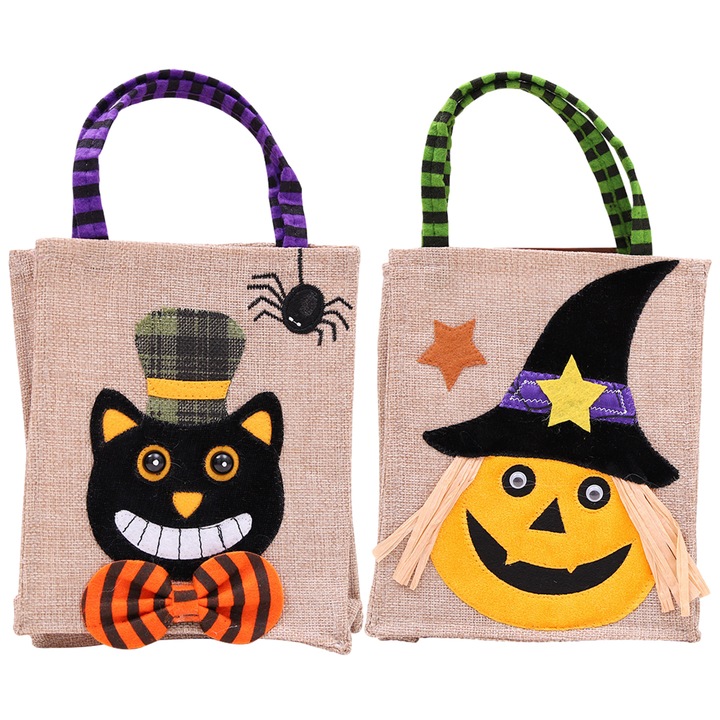 Set 2 pungi pentru cadouri, Amrinugl, Model Halloween, In, 26x15cm, Multicolor