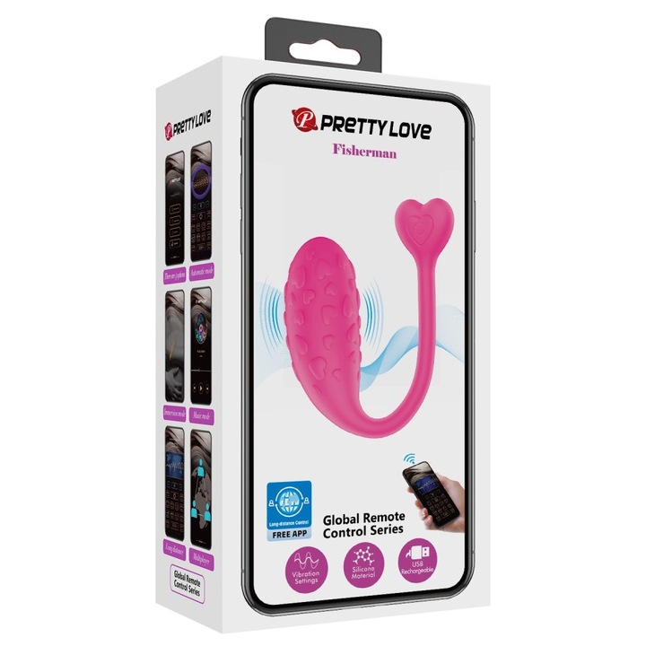 Bile vaginale Pretty Love Fisherman, 16-20 cm, app-controlled