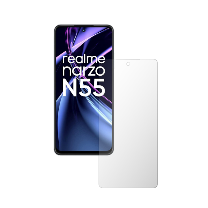 Комплект от 2X iSkinz протектор за екран за Realme Narzo N55 - подходящ за калъф, невидим Skinz HD, ултра-прозрачен силикон с пълно покритие, лепило и гъвкав