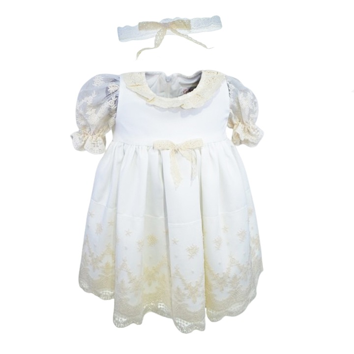 2db elegáns ruha és fejpánt készlet lányoknak Colibri RCLB-2, fehér 68 CM