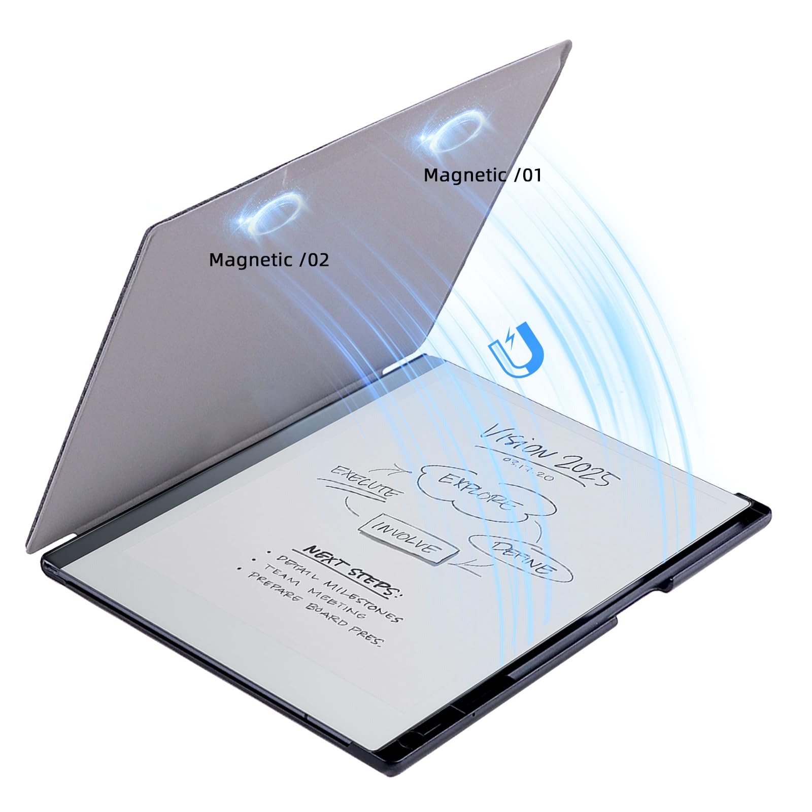 Husa pentru tableta reMarkable 2, HNSMART, cu suport pentru stilou, inchidere magnetica, neagra, 10.3 inch