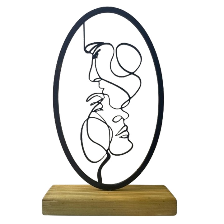 Decoratiune indragostiti pe baza de lemn, 23 cm, negru, imprimat 3D