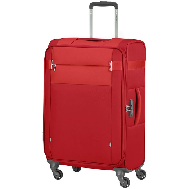 Troler extensibil Samsonite Citybeat Spinner, 66x42x28/31 cm, 67-73 litri, rosu