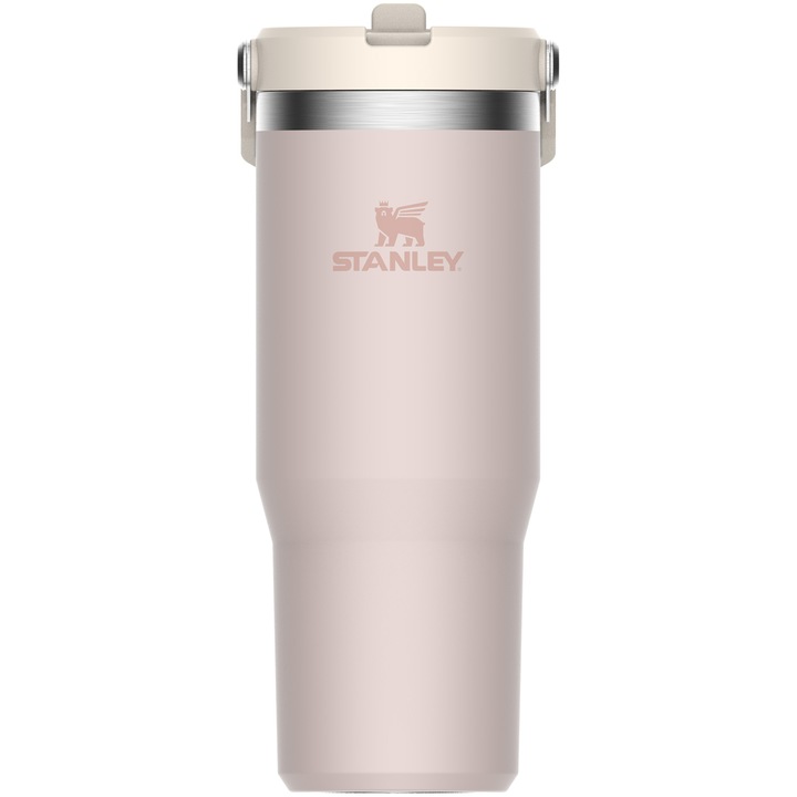 Cana termos Stanley cu pai pliabil, IceFlow Flip Straw Tumbler, 0.89L, 10-09993-196, Roz pal