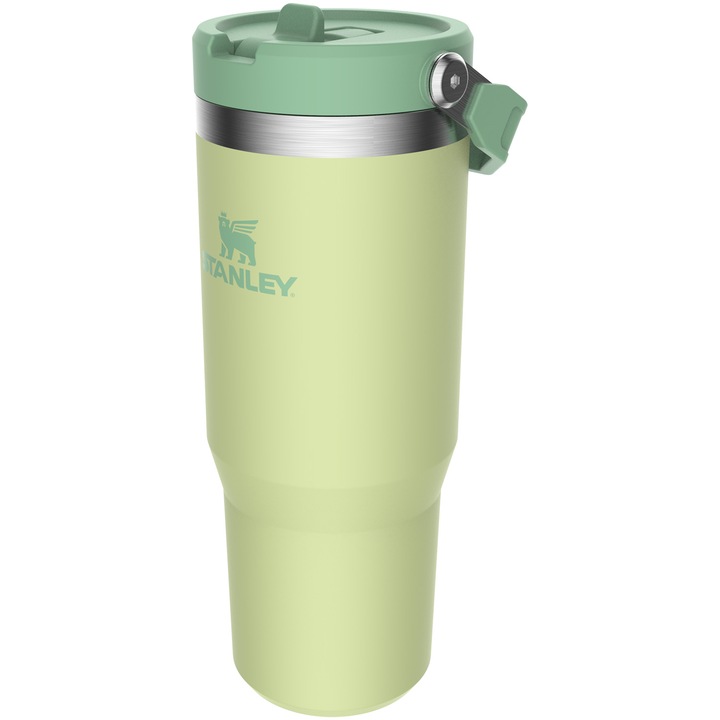 Чаша термос Stanley IceFlow Flip Straw Tumbler, Със сгъваема сламка, 0.89 л, 10-09993-197, Лимонено зелено