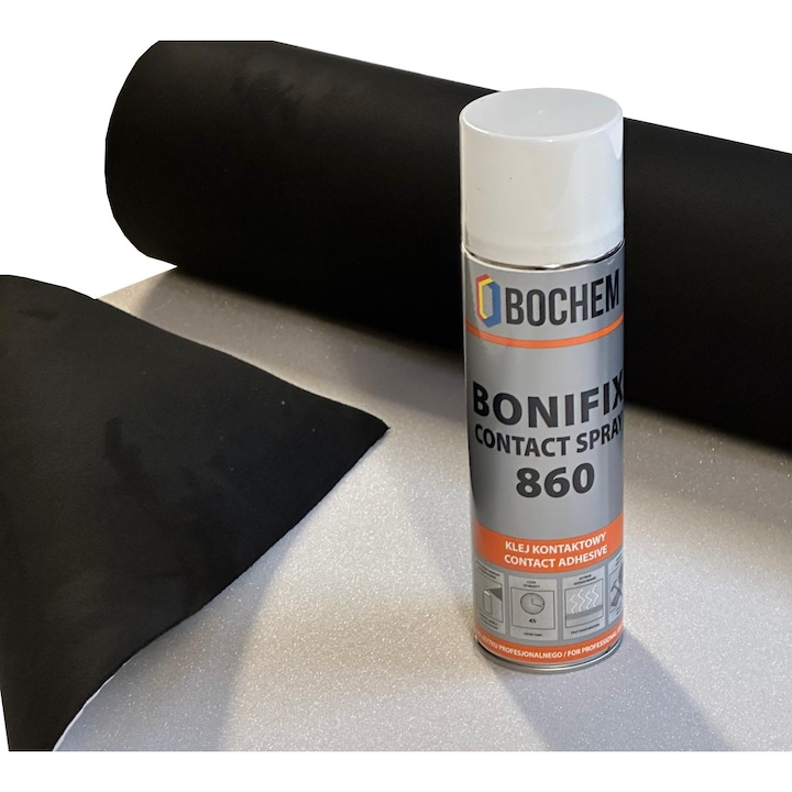 Pachet 2 m material plafon auto, TIP alcantara, Negru, Latime 1.5 m + spray bonifix