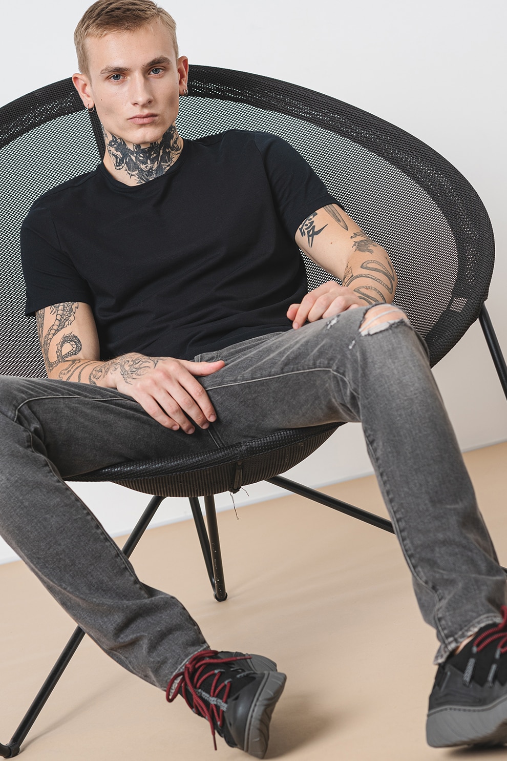 G-Star, Blugi slim fit 3301, Gri inchis, W34-L32