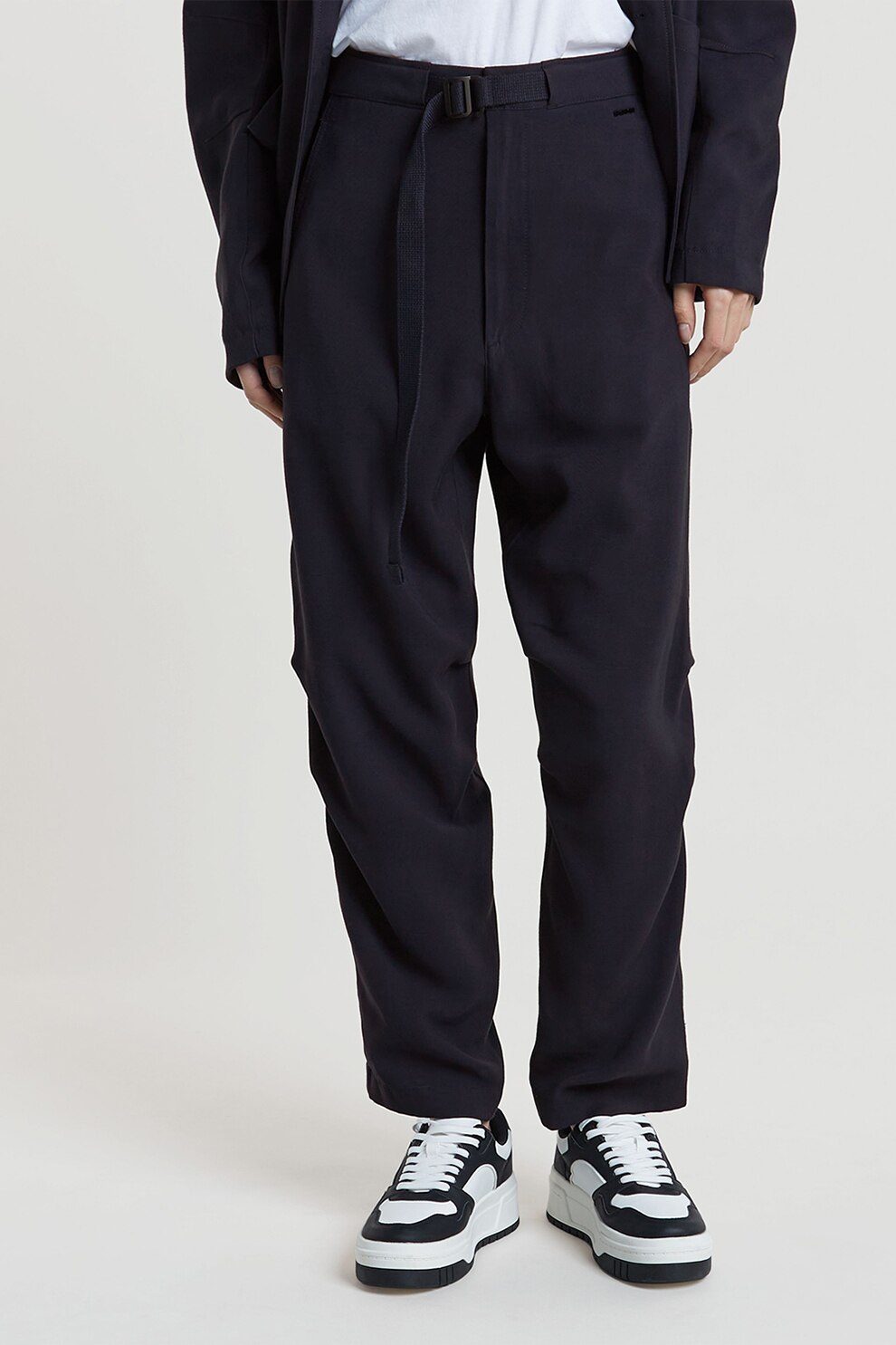 G-Star, Pantaloni drepti cu o curea, Bleumarin, 27
