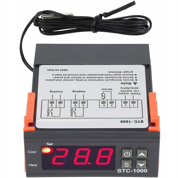 Termosztát hőmérséklet szabályozó Rosfix STC-1000, LED, -50°C-110°C, 230V, szonda 1m