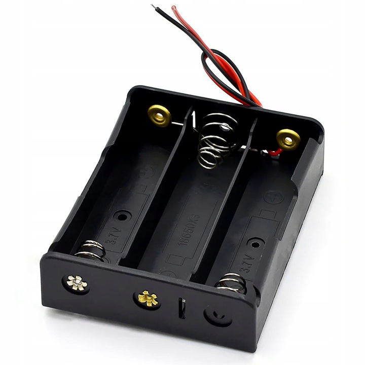 Държач за батерия, Rosfix, за 3x18650, с кабел 100mm, 7.5x6x1.8cm