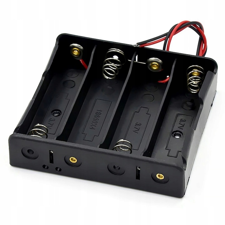 Suport baterii, Rosfix, 4x18650, cu cablu 100mm, 7.5x8x1.8cm