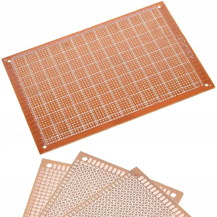 Rosfix univerzális prototípus kártya, 120x180 mm, rács 2,54 mm, THT rögzítés
