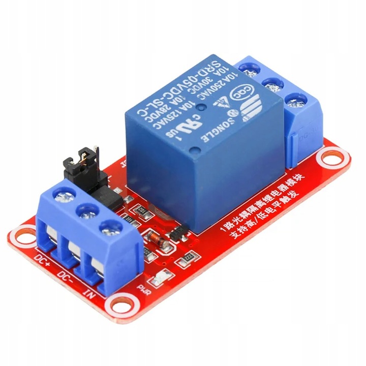 Modul releu pentru Arduino, Rosfix, 1 canal, 5V H/L, 10A, rosu/albastru
