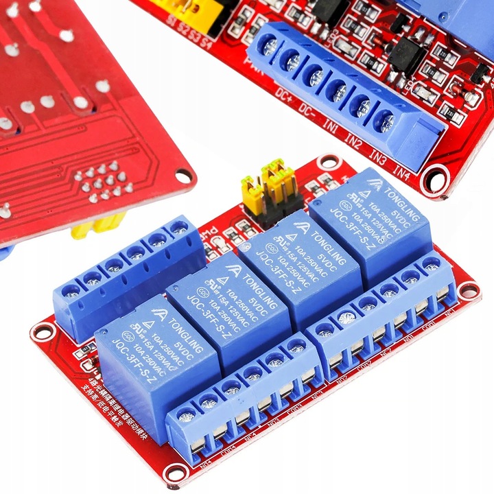 Modul releu 4 canale Rosfix, 5V H/L, 10A, compatibil Arduino, zabezpieczenia
