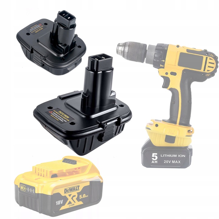 Set adaptor Rosfix DCA1820 pentru baterii Dewalt 20V, compatibilitate extinsa, negru
