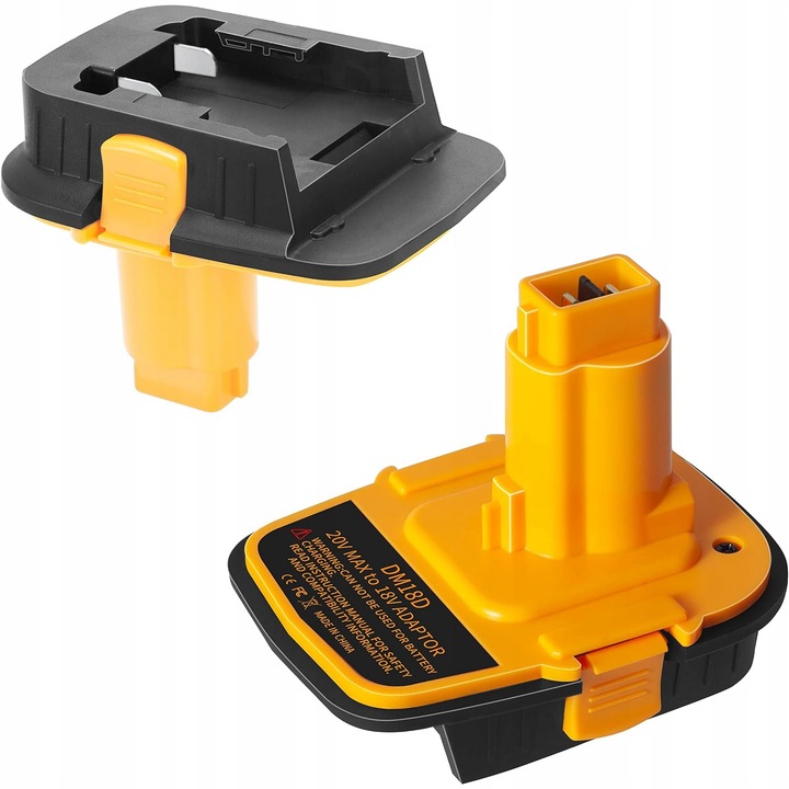 Set adaptor Rosfix DCA1820 pentru acumulatori Dewalt si Milwaukee 18V/20V, plastic, galben-negru