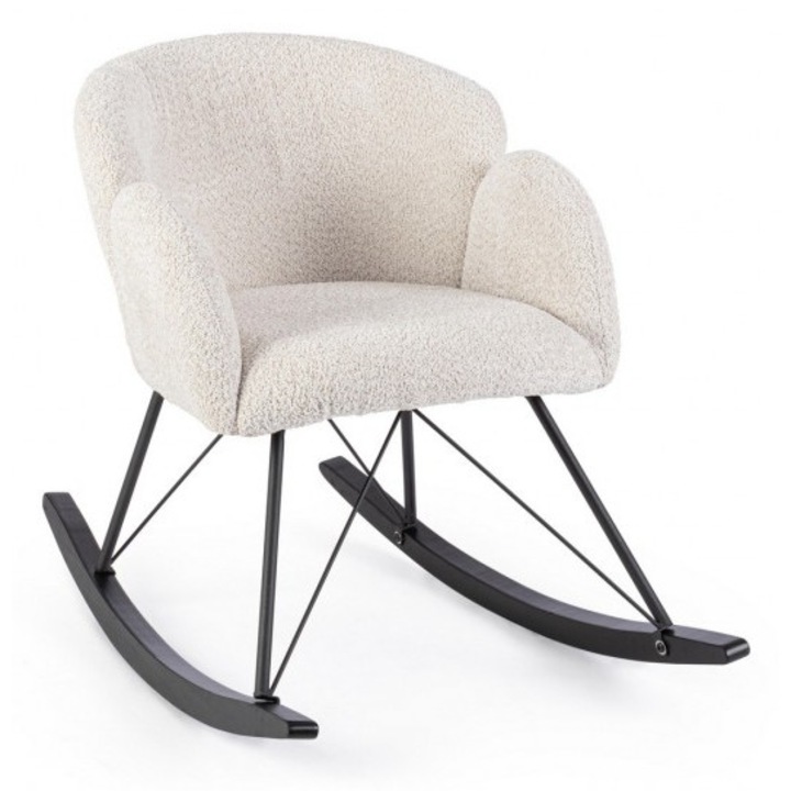 Fotoliu balansoar crem negru Sibilla 86x62x72 cm