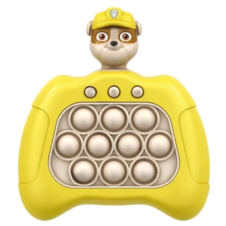 Jucarie Pop it consola/electronic Patrula, cu sunet si lumini, galben, 13 cm, E-Toy