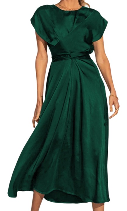 Rochie de Seara, QttvbTna, Satin, Verde, S INTL