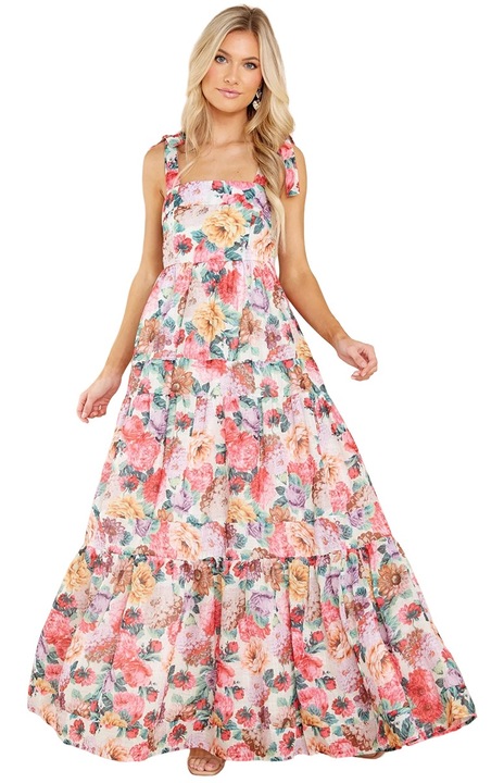 Дамска лятна рокля, QttvbTna, полиестер, розово, Розово