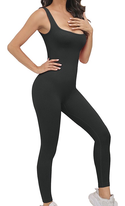 QttvbTna Női Yoga edzőruha, ujjatlan, fekete poliészter, M ITL