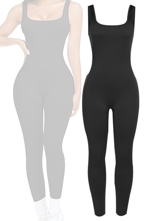 Női QttvbTna edzés f Jóga ujjatlan poliészter fekete kombiné, M INTL méret