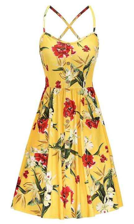 QttvbTna лятна рокля, Полиестер,, Многоцветен