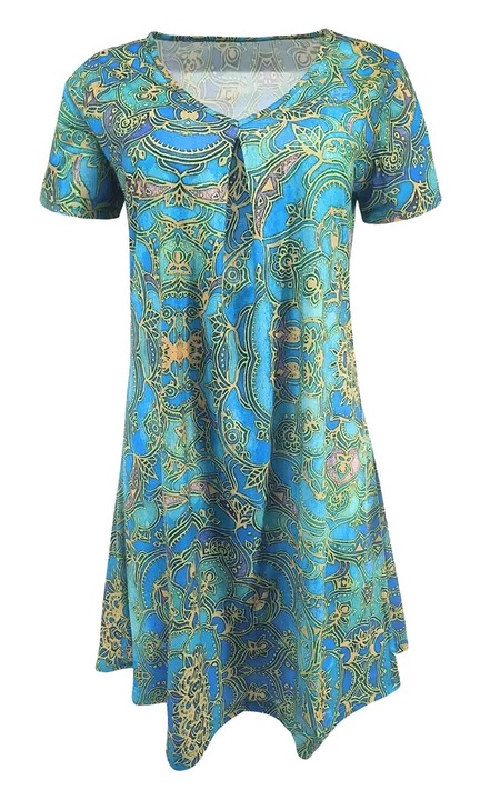 Макси рокля на цветя, QttvbTna, полиестер, синьо, Син