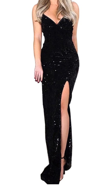 Rochie de seara lunga, Cozevdnt, Textil, Negru, M INTL