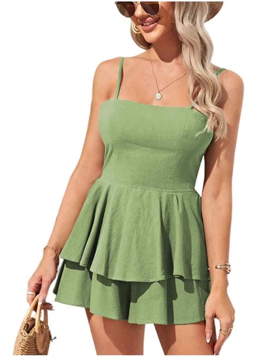 Мини рокля, QttvbTna, памук, зелено, Зелен