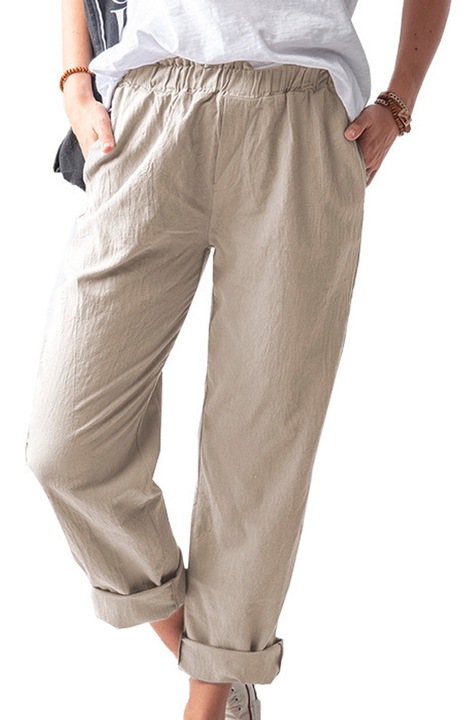 Női nadrág, QttvbTna, pamut/vászon, Bézs, M