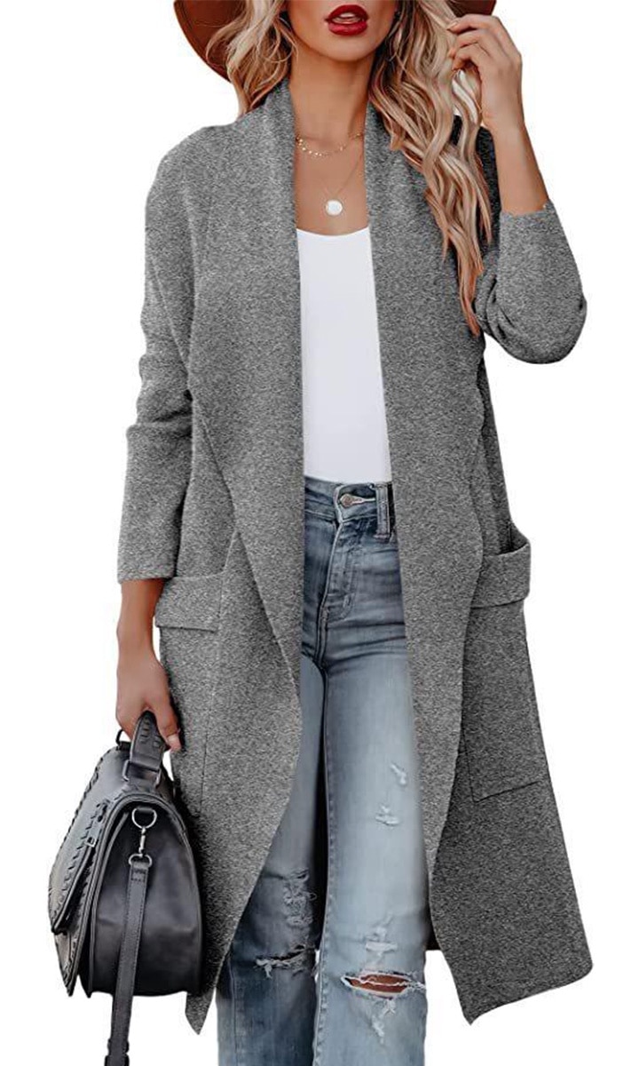 Cardigan dama, QttvbTna, Sintetic, Gri, L INTL - eMAG.ro