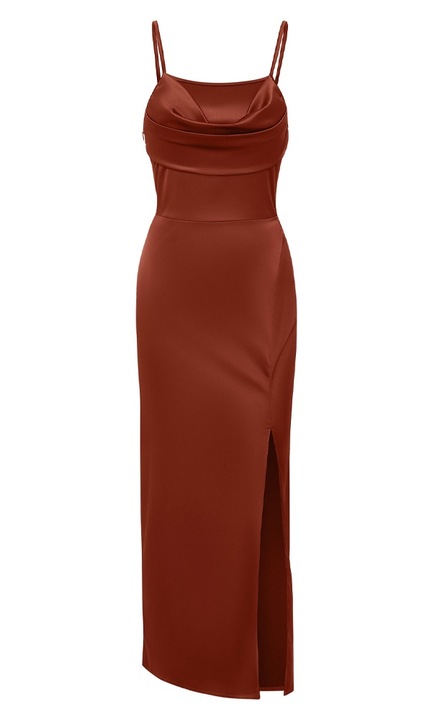 QttvbTna дамски рокли, Кафяв, M