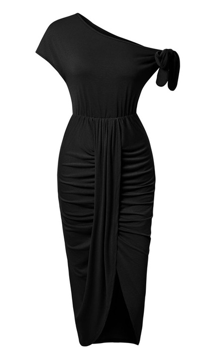 Дълга абитуриентска рокля, QttvbTna, Полиестер, Черна, Черен