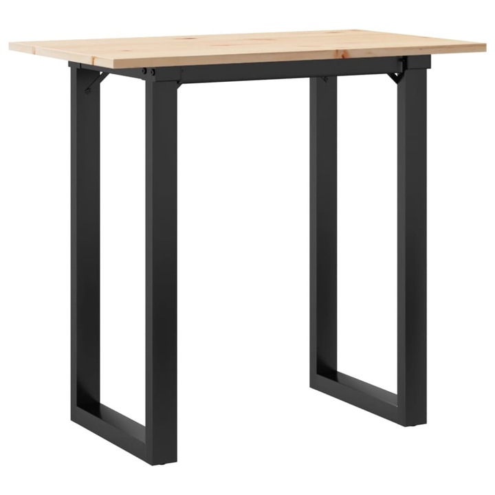 Трапезна маса О-образна рамка vidaXL, 80x50x75, 5 см, Бор масив и чугун, 10.32 Kg