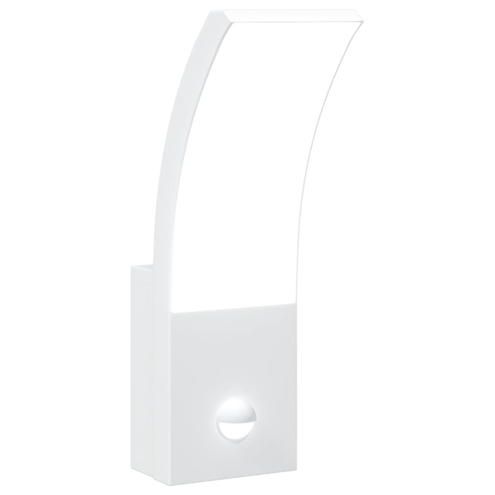 Външна LED стенна лампа със сензор vidaXL, Бял, Лят алуминий, 0.44 Kg