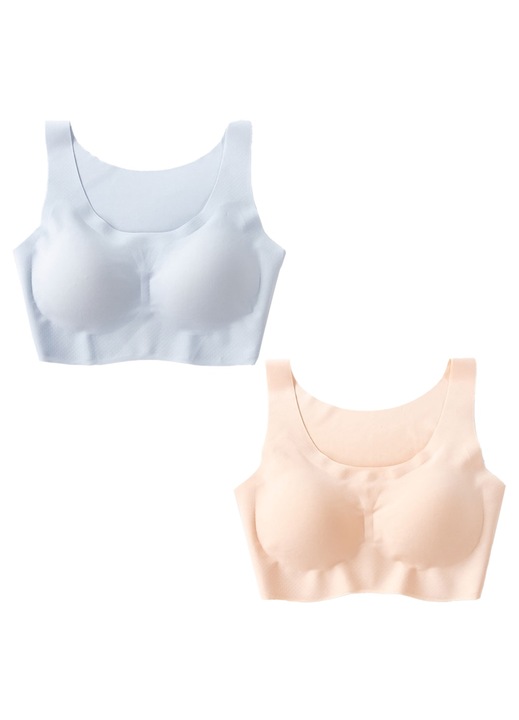 Melltartó, QttvbTna, selyem, bézs/kék, L INTL