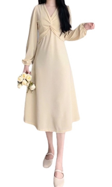 Рокля, QttvbTna, Полиестер, Екрю, Екрю, 3XL