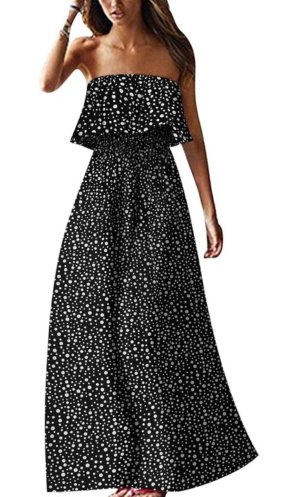 Rochie, Cozevdnt, Bumbac, Boho, Negru