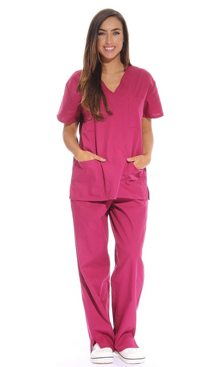Costum medical de dama QttvbTna, Bumbac/Poliester, Roz, XL