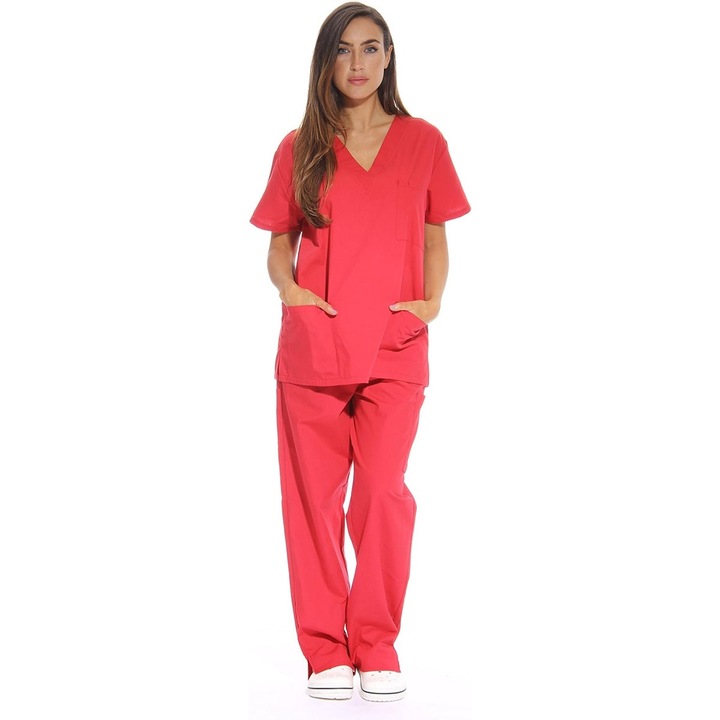 Costum medical de dama QttvbTna, Bumbac/Poliester, Portocaliu, L