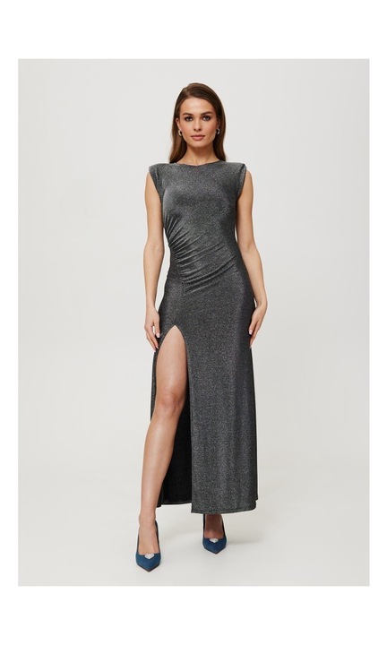 Fem szinu maxi ruha hasitekkal a labszaron, Makover, Ezüstszín