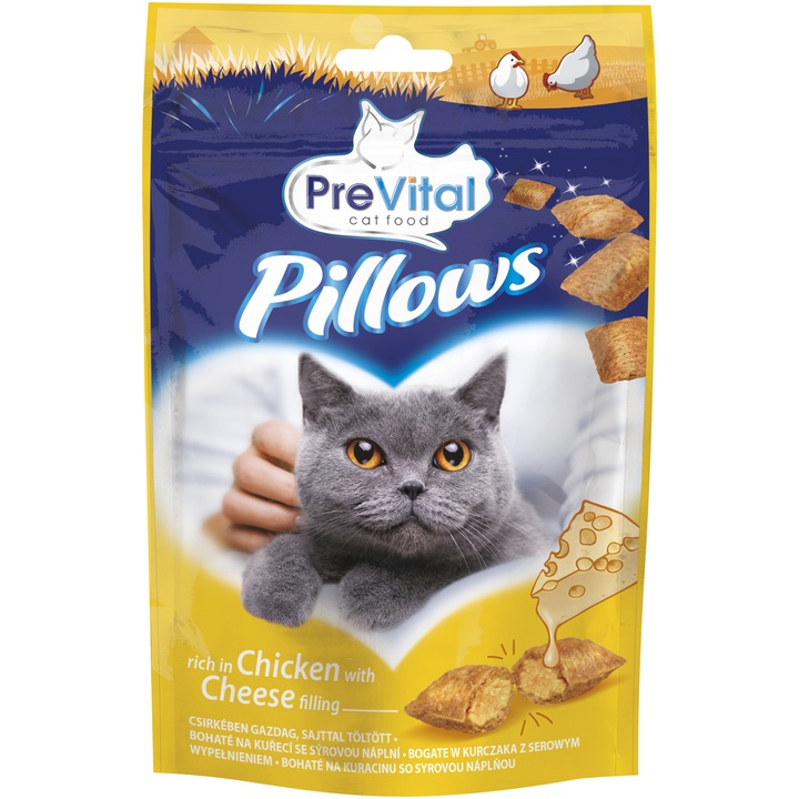 PreVital Jutalomfalat macskáknak csirkében gazdag, sajttal töltött pillow, 60g