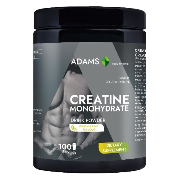 Creatina monohidrata instant, cu aroma lemon-twist, 450gr, Adams