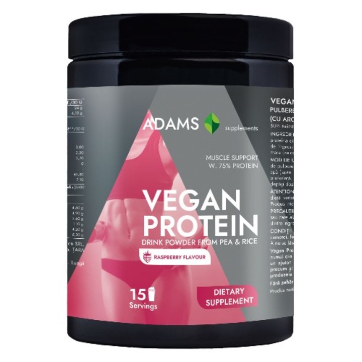 Vegan Protein (zmeura), 454gr, Adams