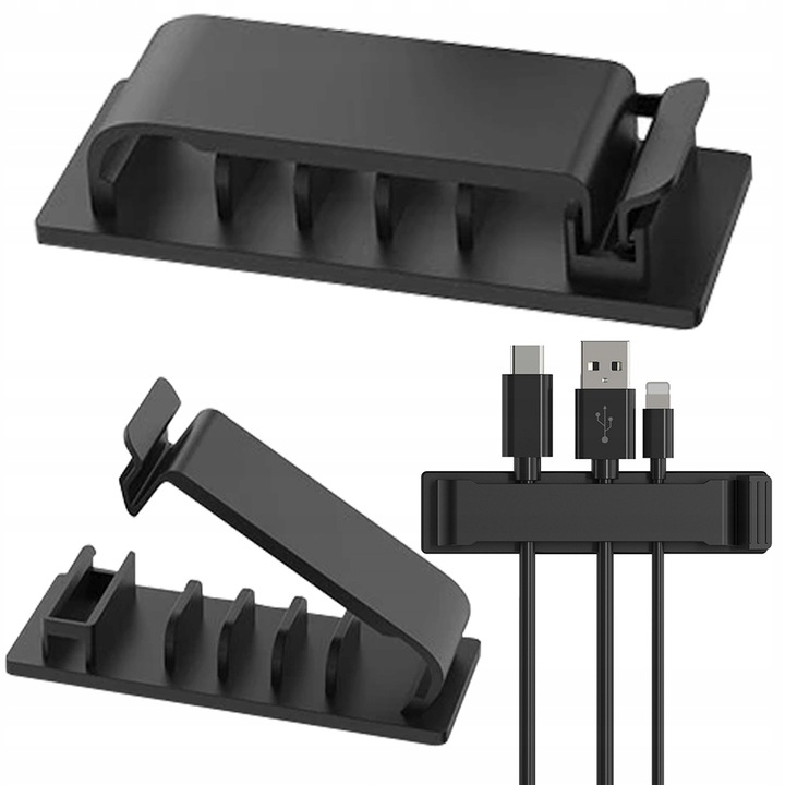 Set 2 organizatoare cabluri PAGMIL, Negru