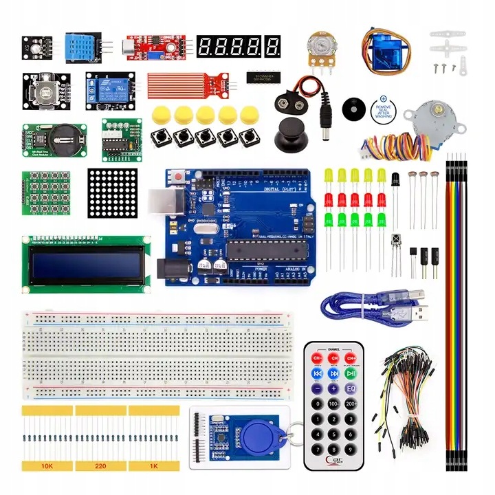 Комплект за програмиране Arduino UNO R3, PAGMIL, За начинаещи, LCD дисплей, Дистанционно управление, Многоцветен